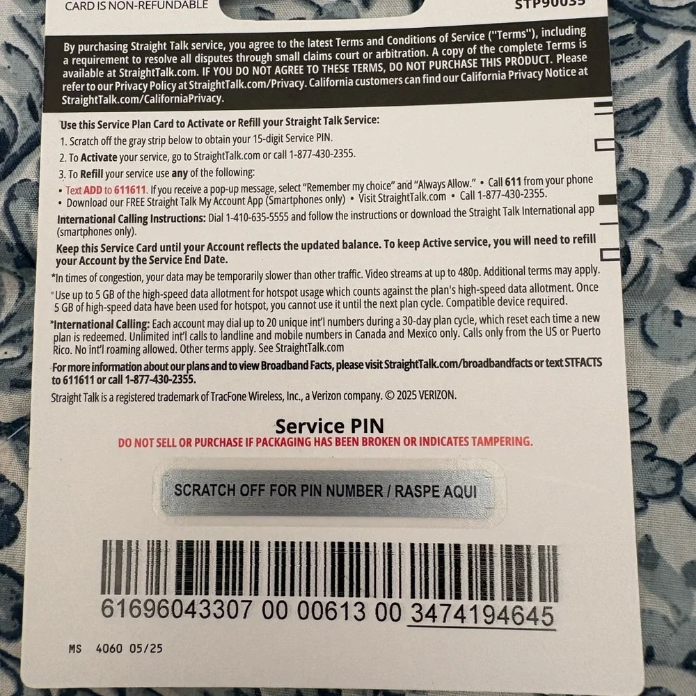 Straight Talk 10 GB Data Plan Card
